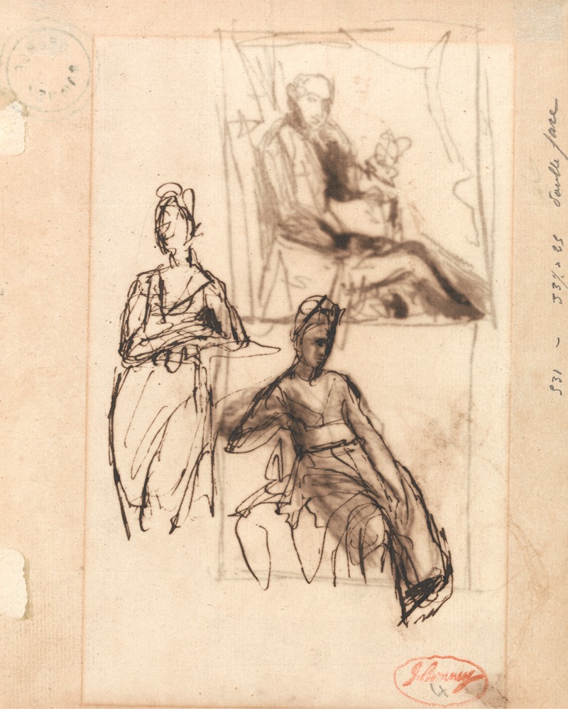 George Romney - Seated Man and Seated Woman