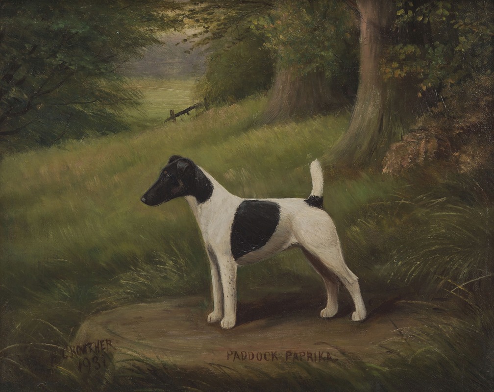 Henry Crowther - Paddock Paprika, a terrier in a landscape