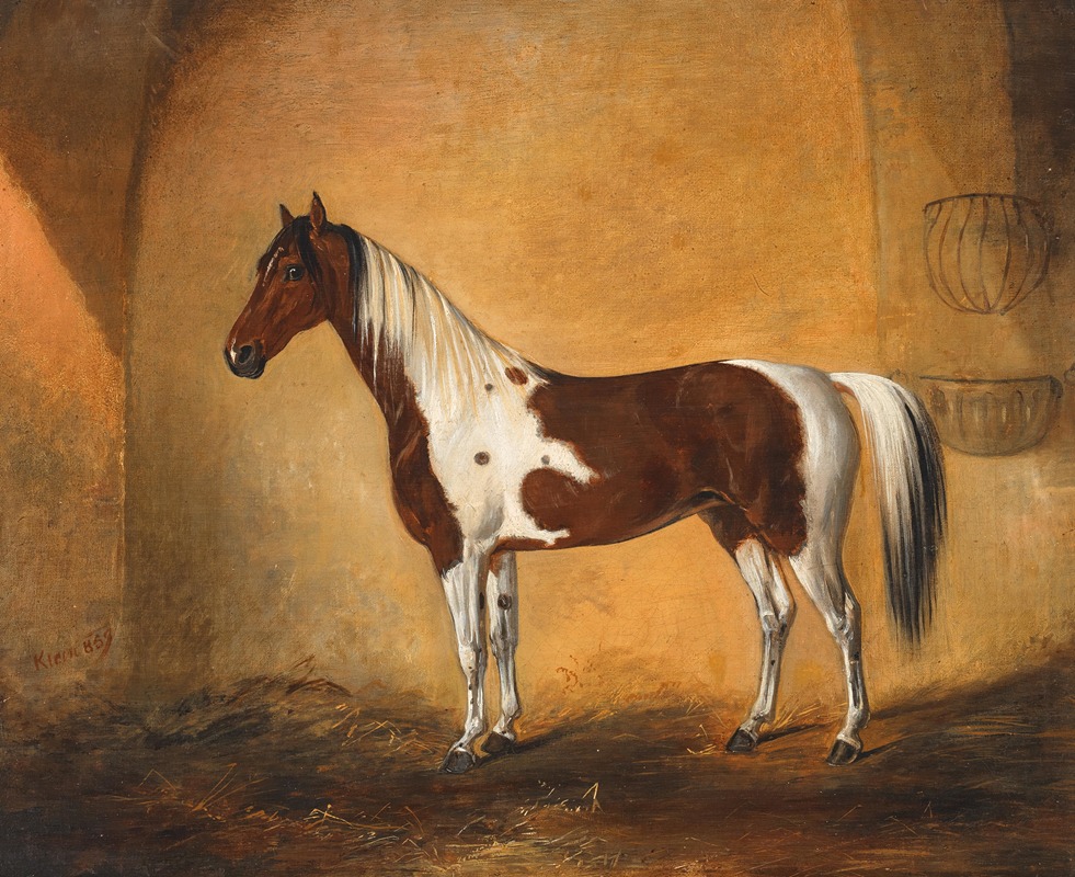 Johann Adam Klein - A horse in a stable,