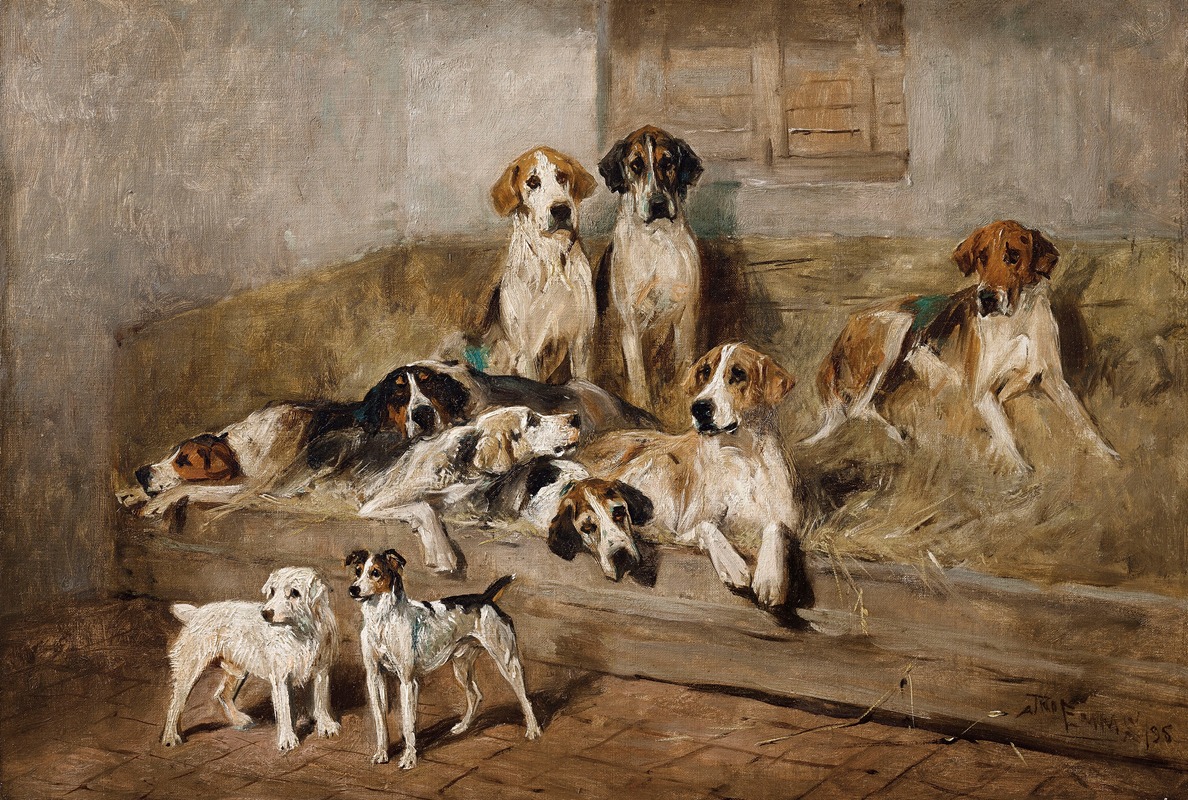 John Emms - Hounds and Terriers in a Stable