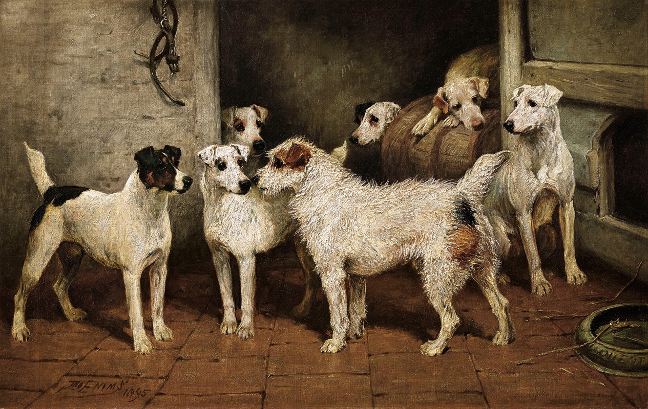 John Emms - Terriers at a Stable Door, ‘A Distant Relative’