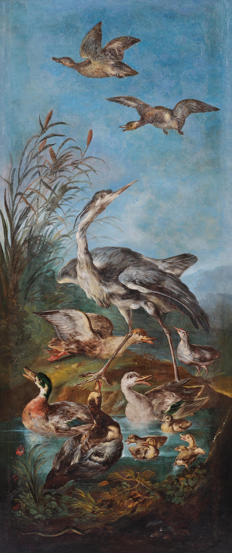 Angelo Maria Crivelli - A heron and ducks near a pond