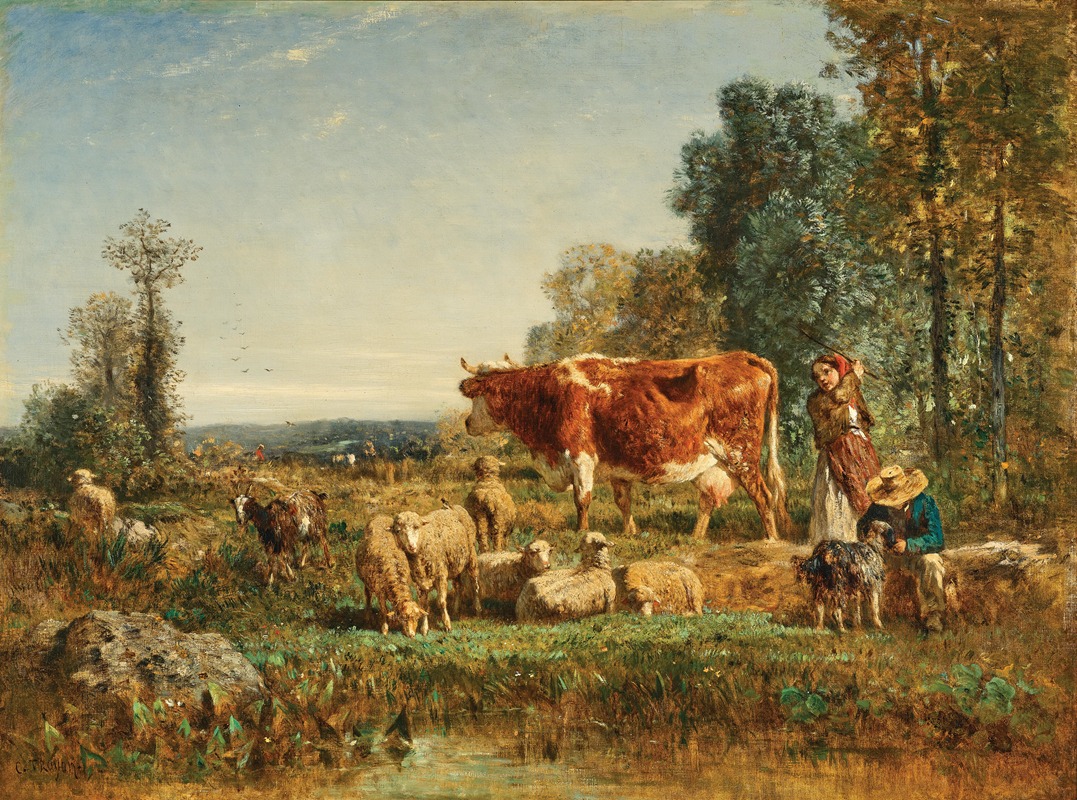 Constant Troyon - Young Shepherds with Their Cattle