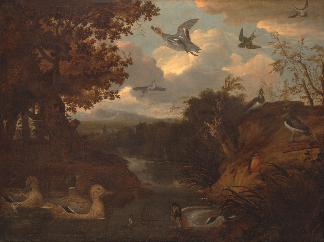 Francis Barlow - Ducks and Other Birds about a Stream in an Italianate Landscape