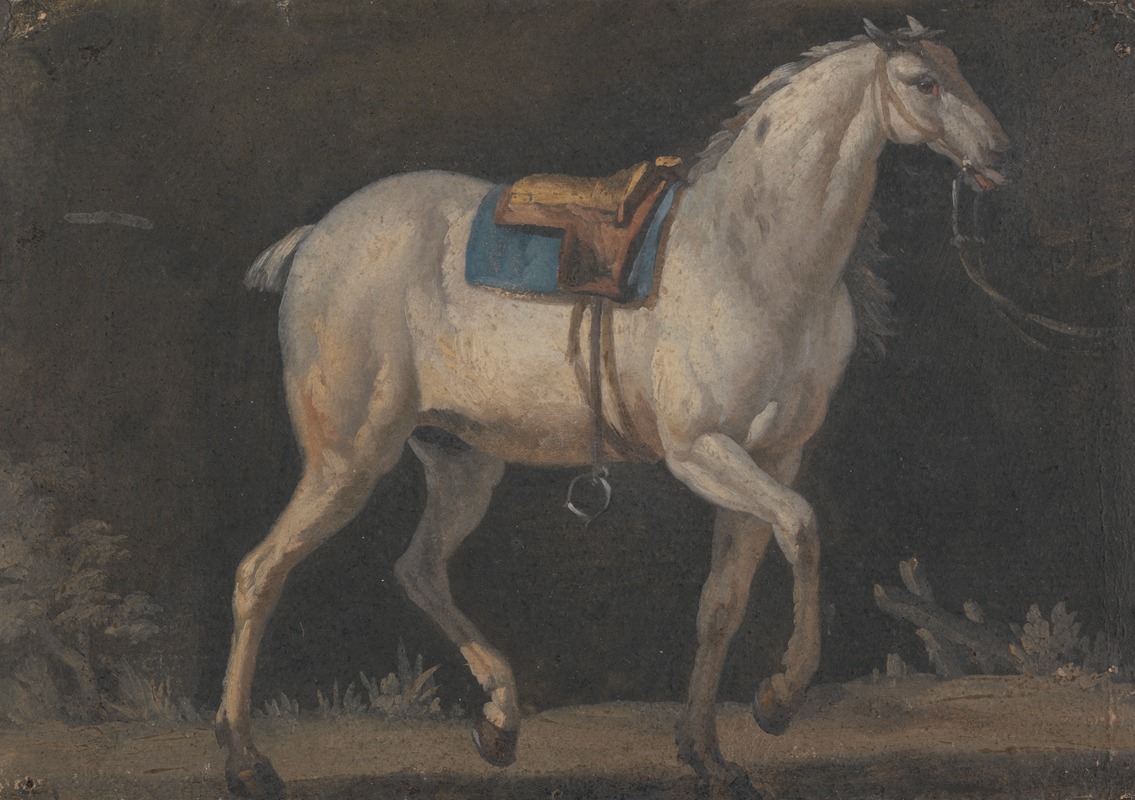 Jacques-Laurent Agasse - Saddled Gray Horse Walking