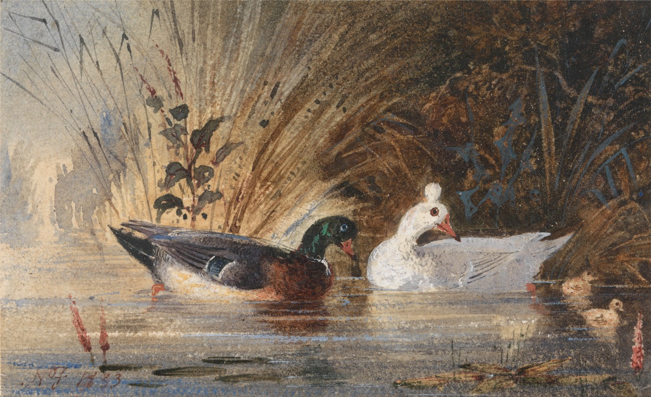 Newton Limbird Smith Fielding - Ducks on a Pond