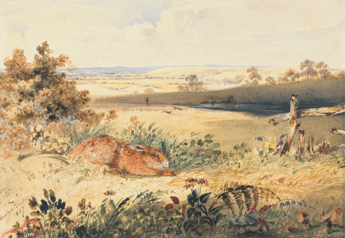 Newton Limbird Smith Fielding - Hare in a Landscape