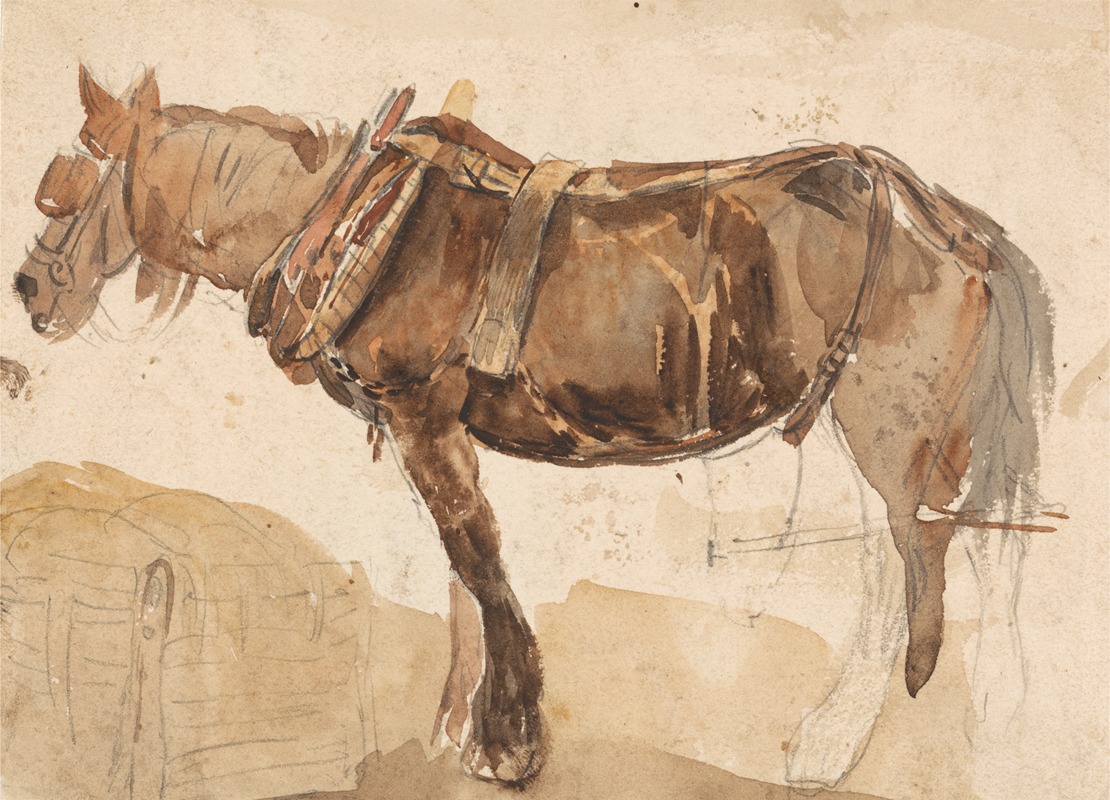 Thomas Sidney Cooper - A Horse in Harness Seen From the Near Side