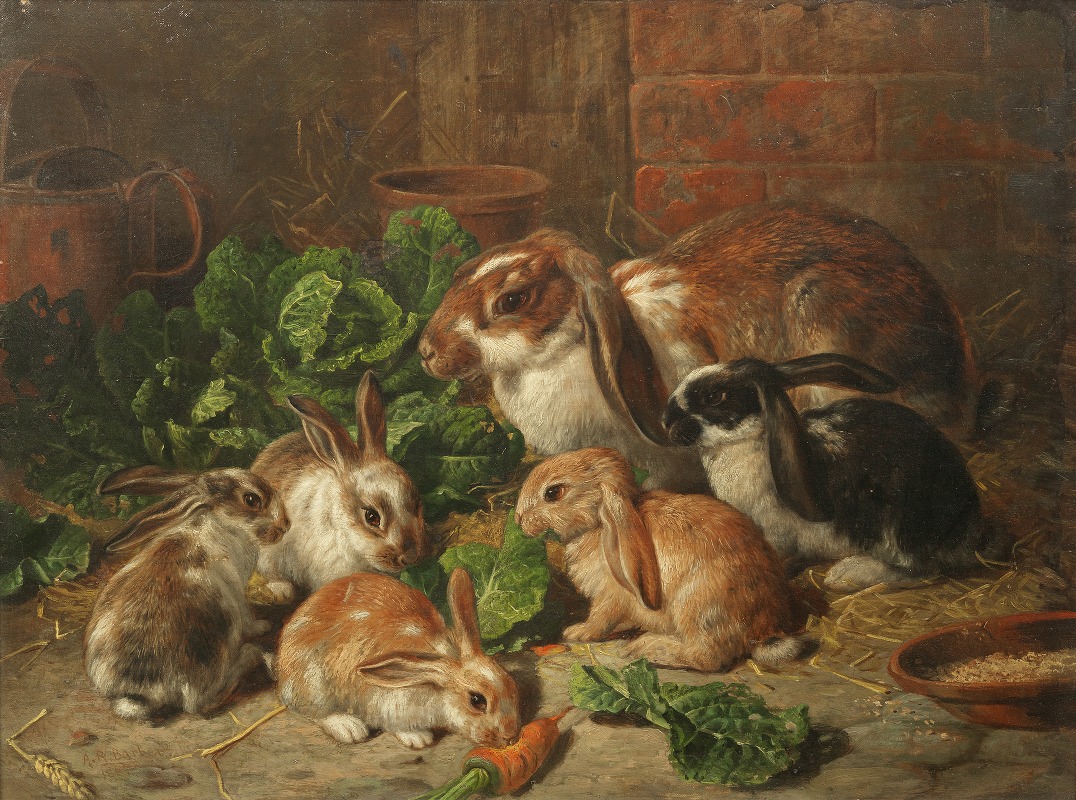 Alfred Richardson Barber - A family of rabbits