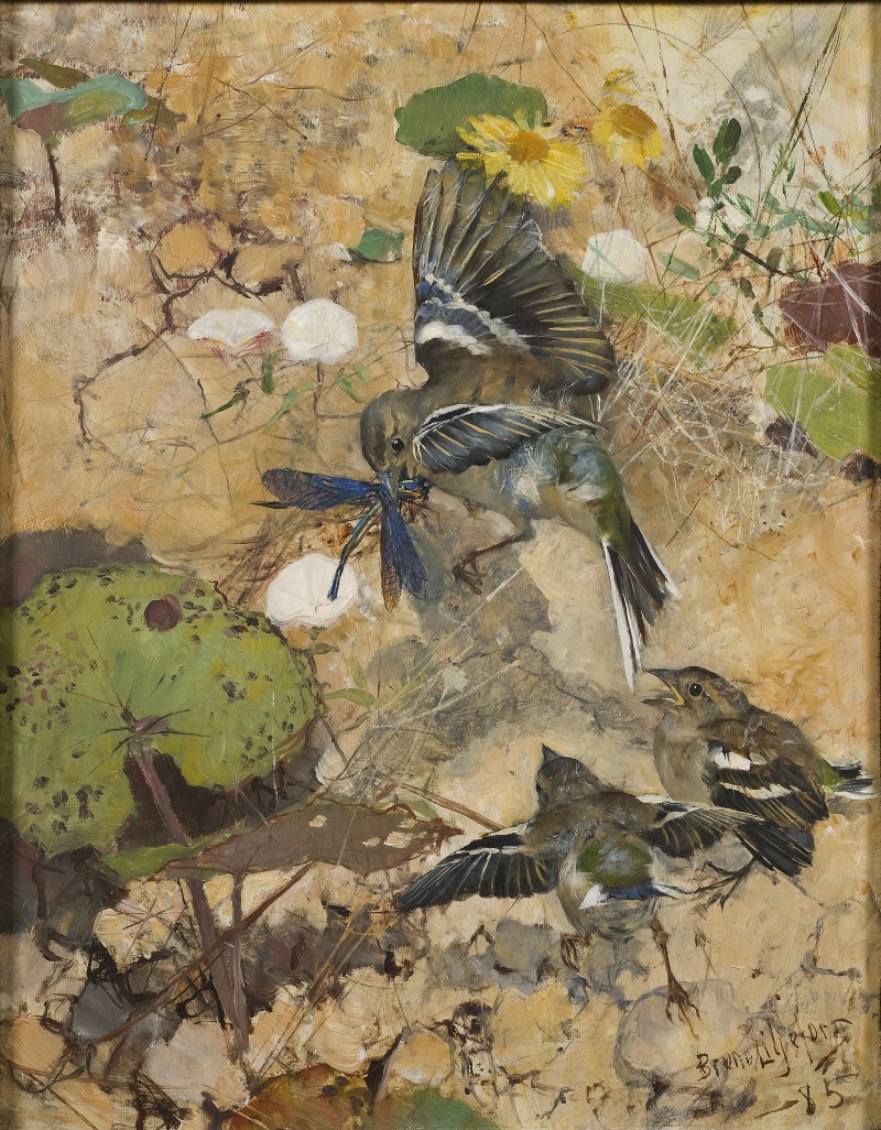 Bruno Liljefors - Chaffinches and Dragonflies