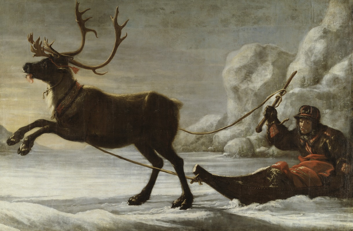David Klöcker Ehrenstrahl - Reindeer with a sledge