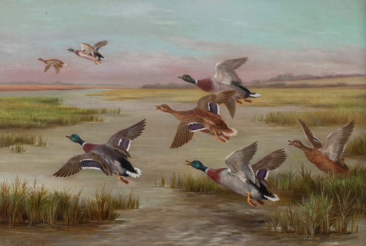 Edgar Hunt - Ducks in Flight