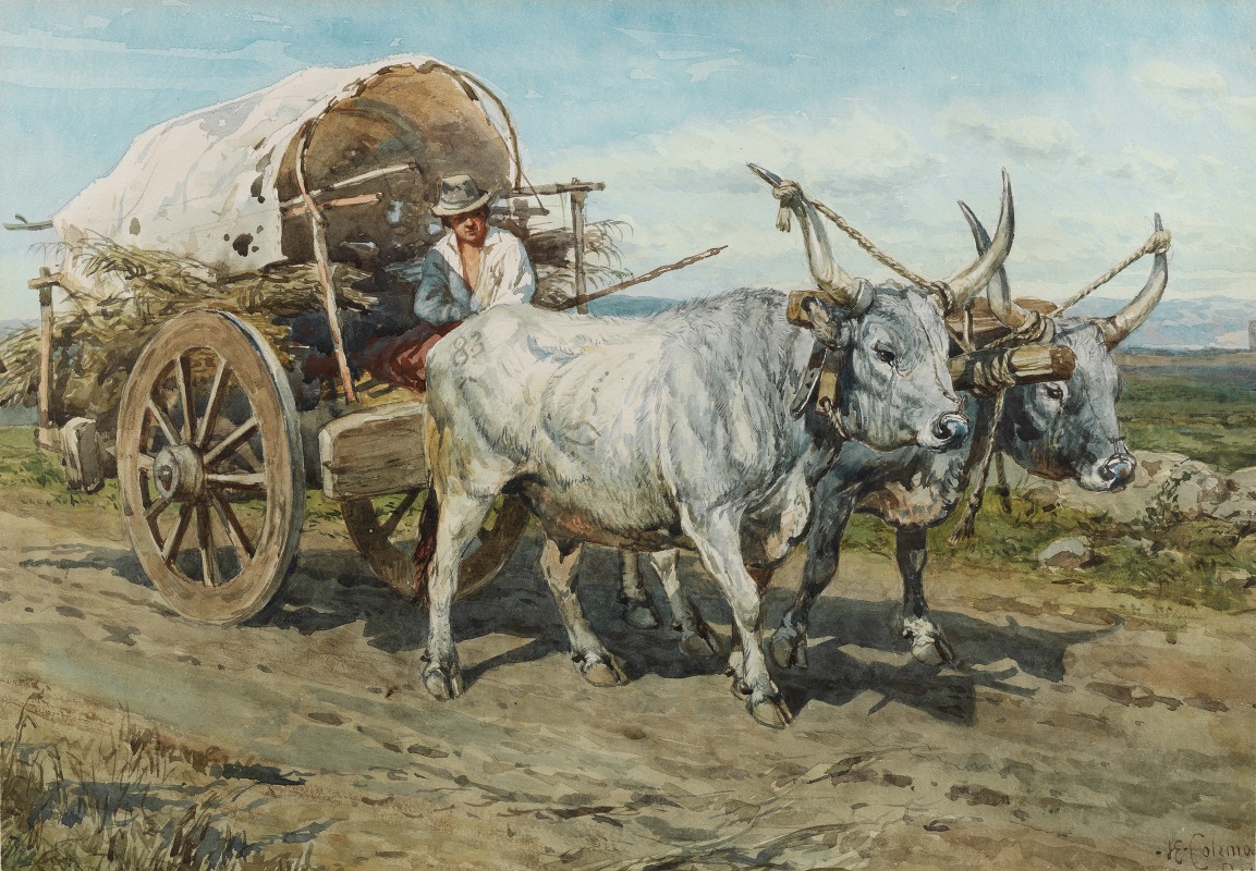 Henry Enrico Coleman - Oxen carting hay