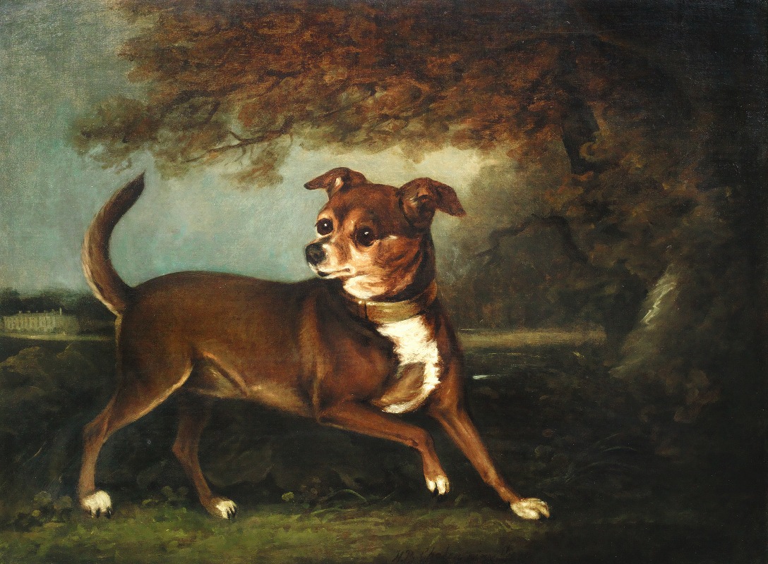 Henry Bernard Chalon - Portrait of a dog in a landscape