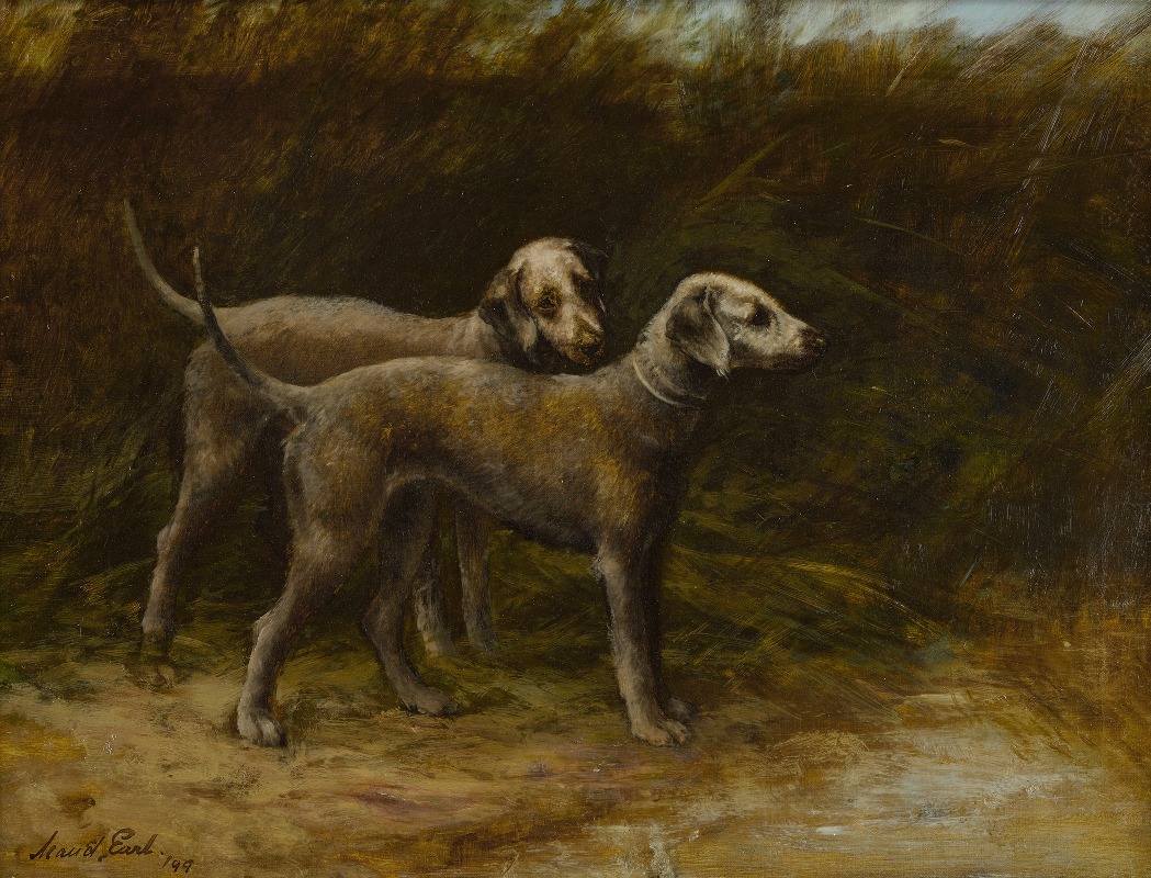 Maud Earl - Two Bedlington terriers (Champion Breakwater Squire and Champion Breakwater Girl)