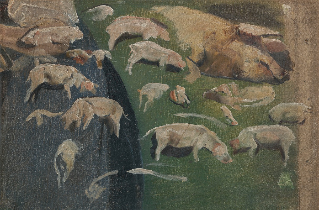 Max Liebermann - Muttersau und Ferkel, Studien zum Schweinekoben