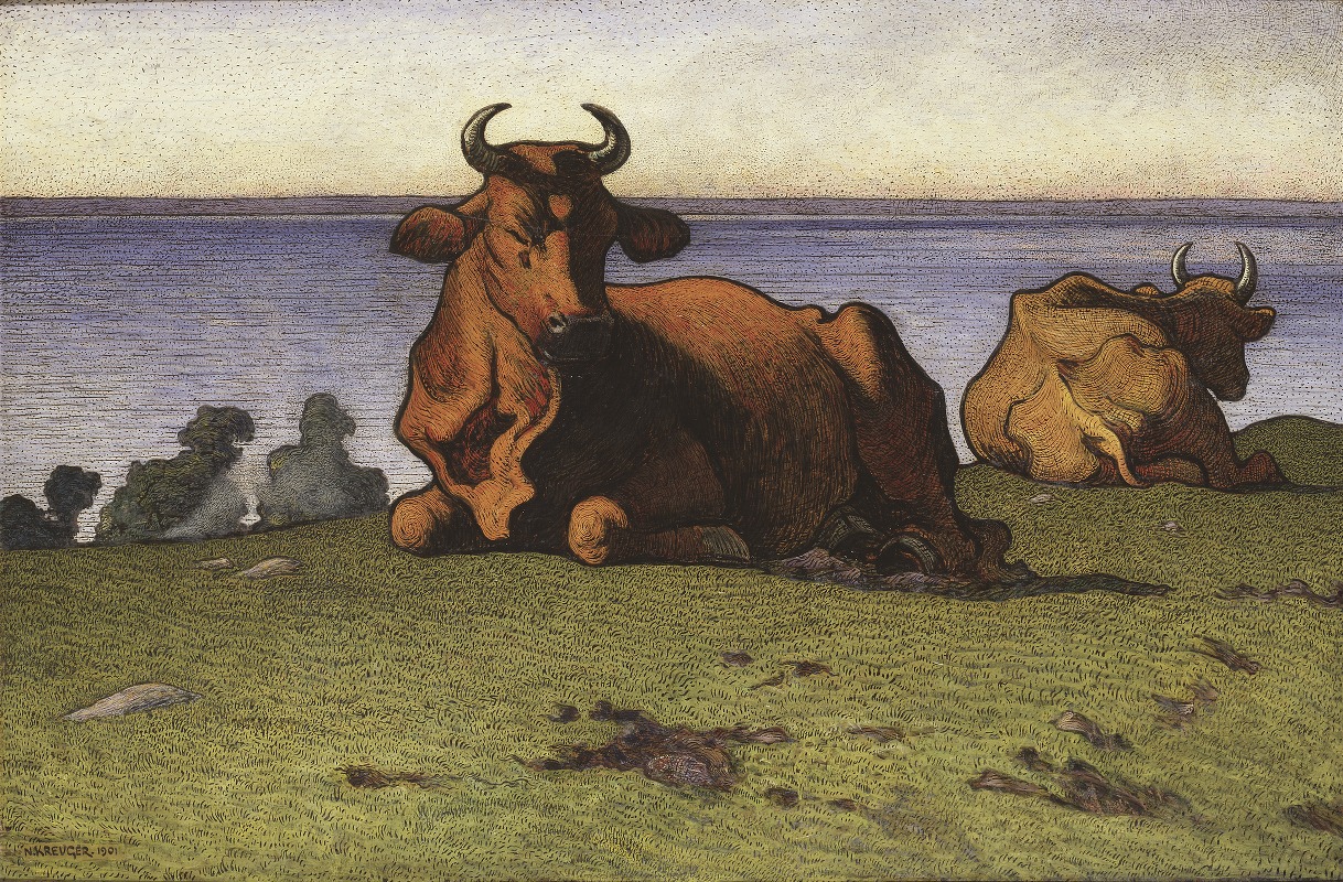 Nils Kreuger - Resting Cows. Motif from Öland