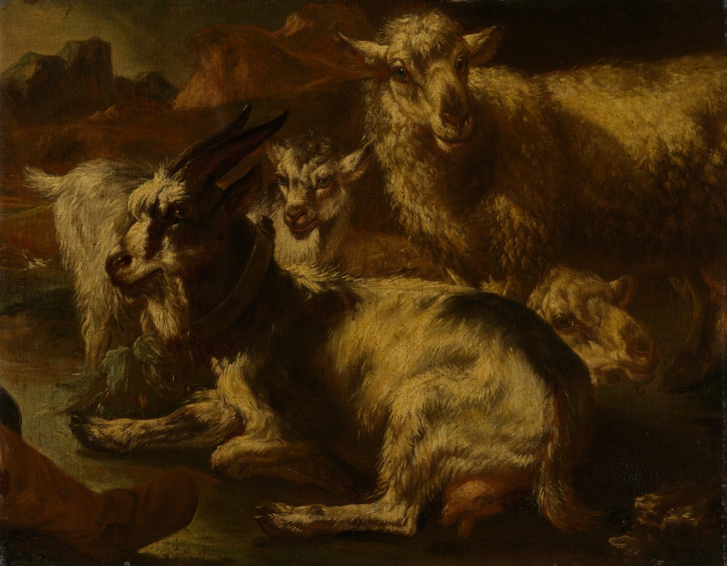 Philipp Peter Roos - Gruppe von Ziegen und Schafe