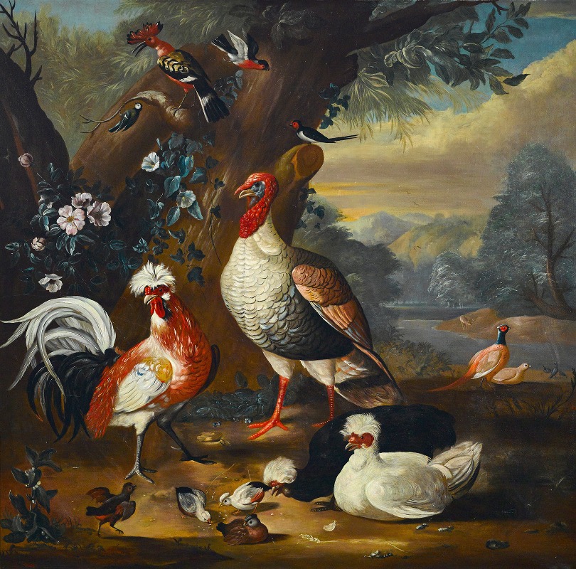 Pieter Casteels III - Fowl in a landscape