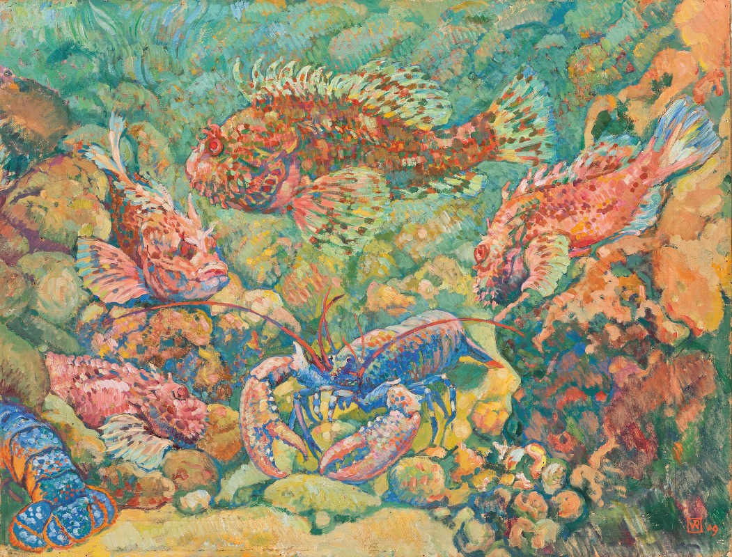 Theo van Rysselberghe - Rascasses et homards dans un aquarium