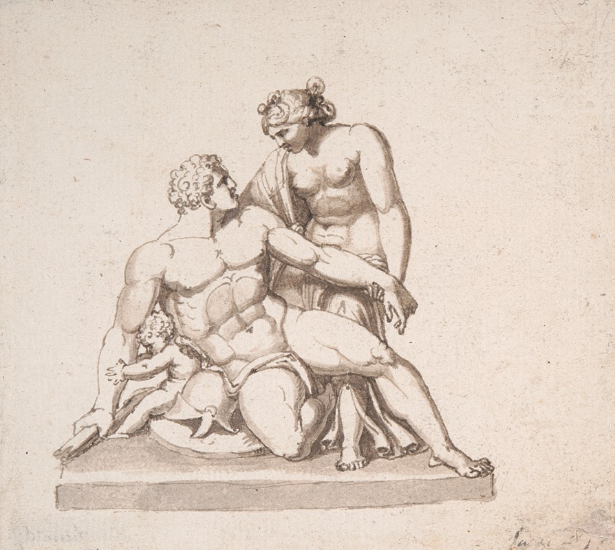 John Deare - Study of a sculptural group: Mars, Venus and Cupid