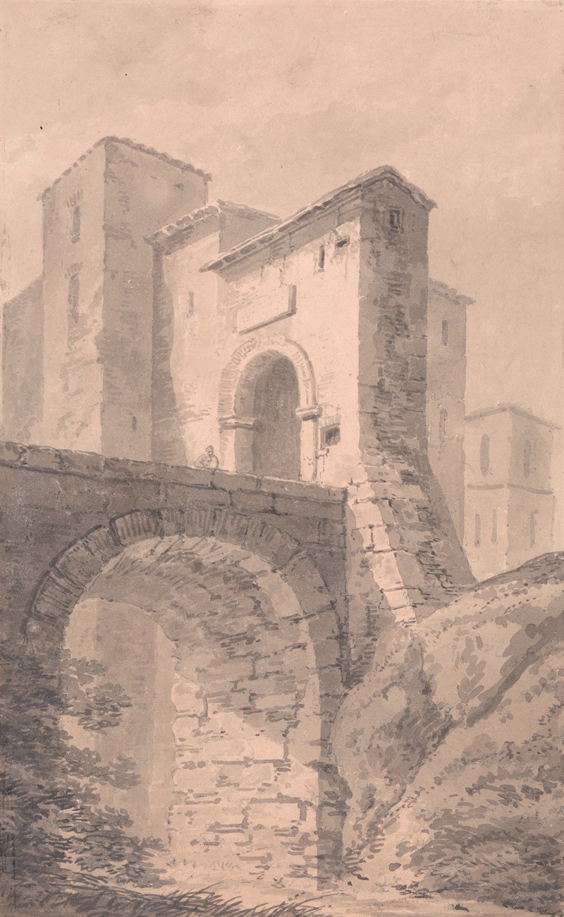 John Henderson - Gateway to a Castle: approached by a bridge