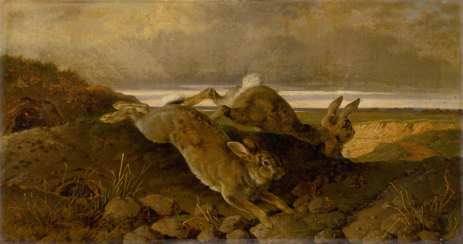 Friedrich Carl von Scheidlin - Running rabbits