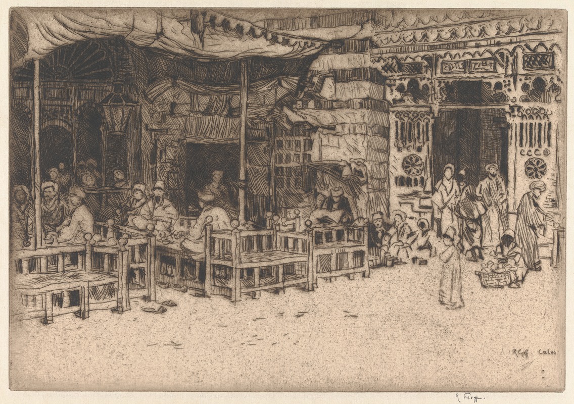 Robert Charles Goff - Coffee House and Mosque Entrance, Cairo