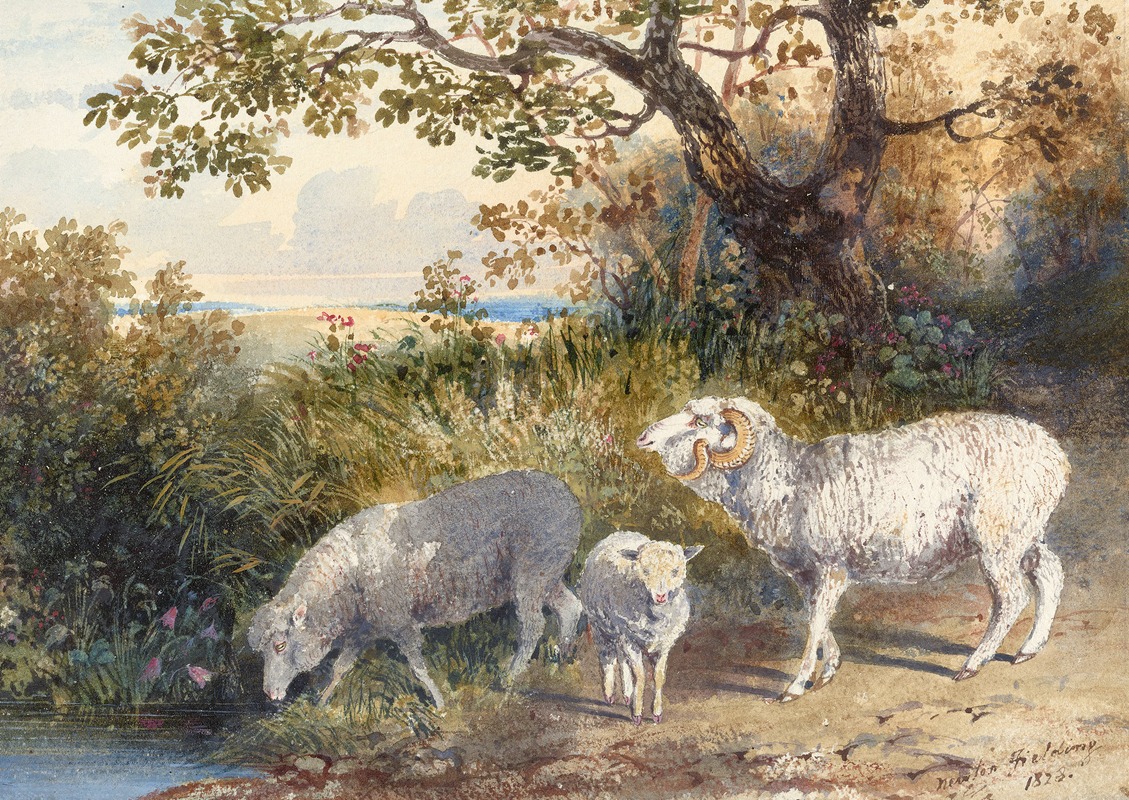 Newton Limbird Smith Fielding - Family of Sheep