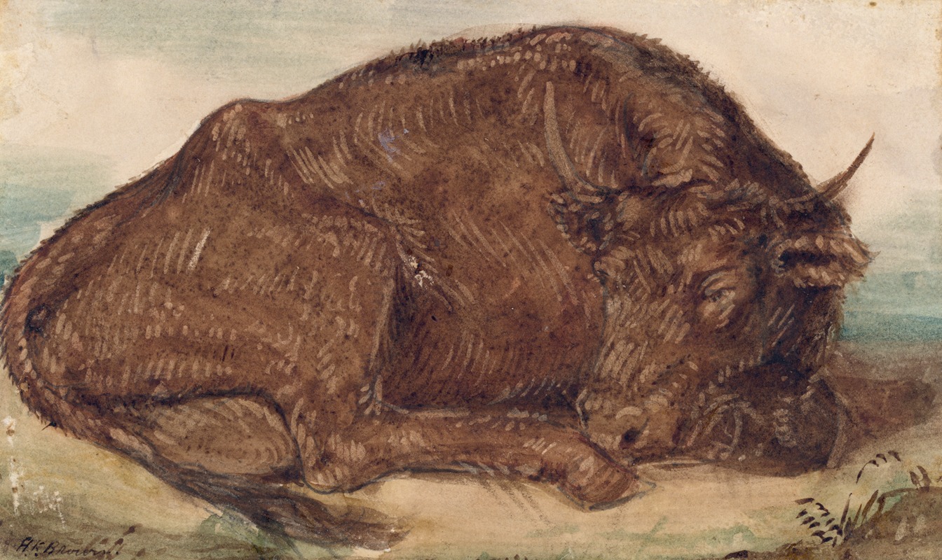 Henry Kirke Brown - Recumbent bull