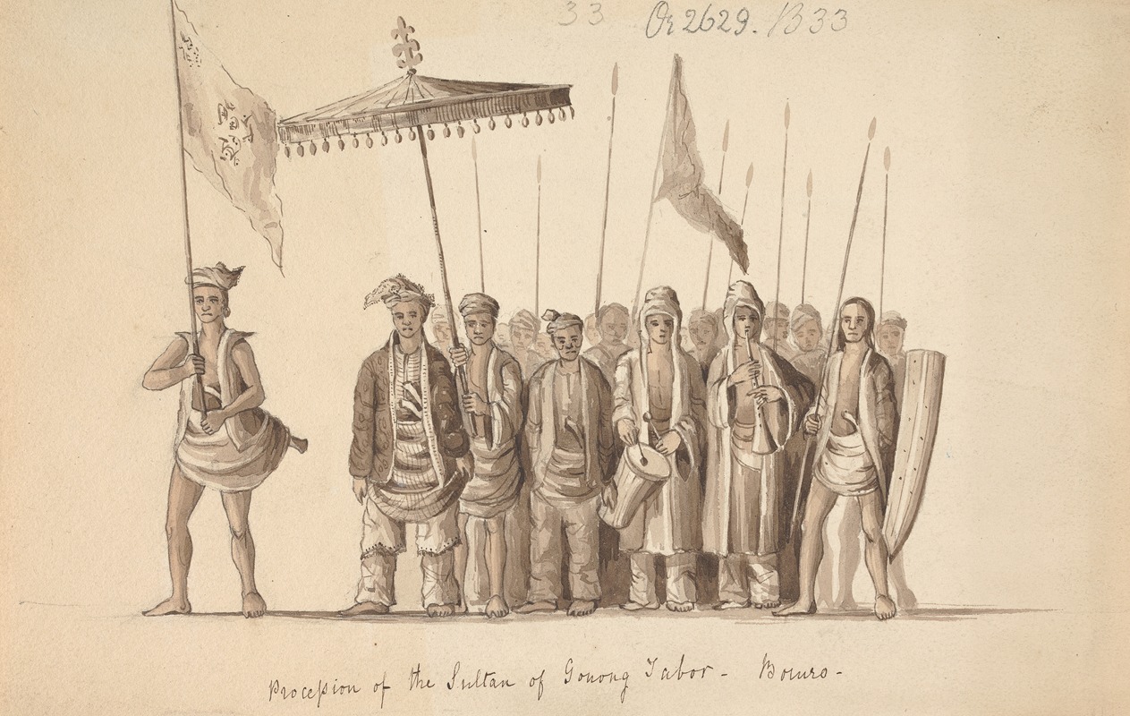 Samuel Francis Marryat - Procession of the Sultan of Gonong Tabor, Borneo