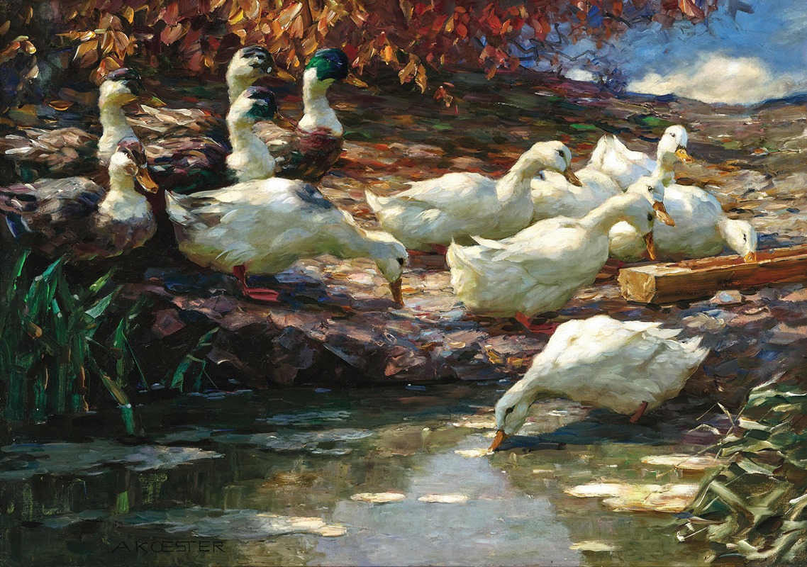 Alexander Koester - Twelve Ducks at the Fountain