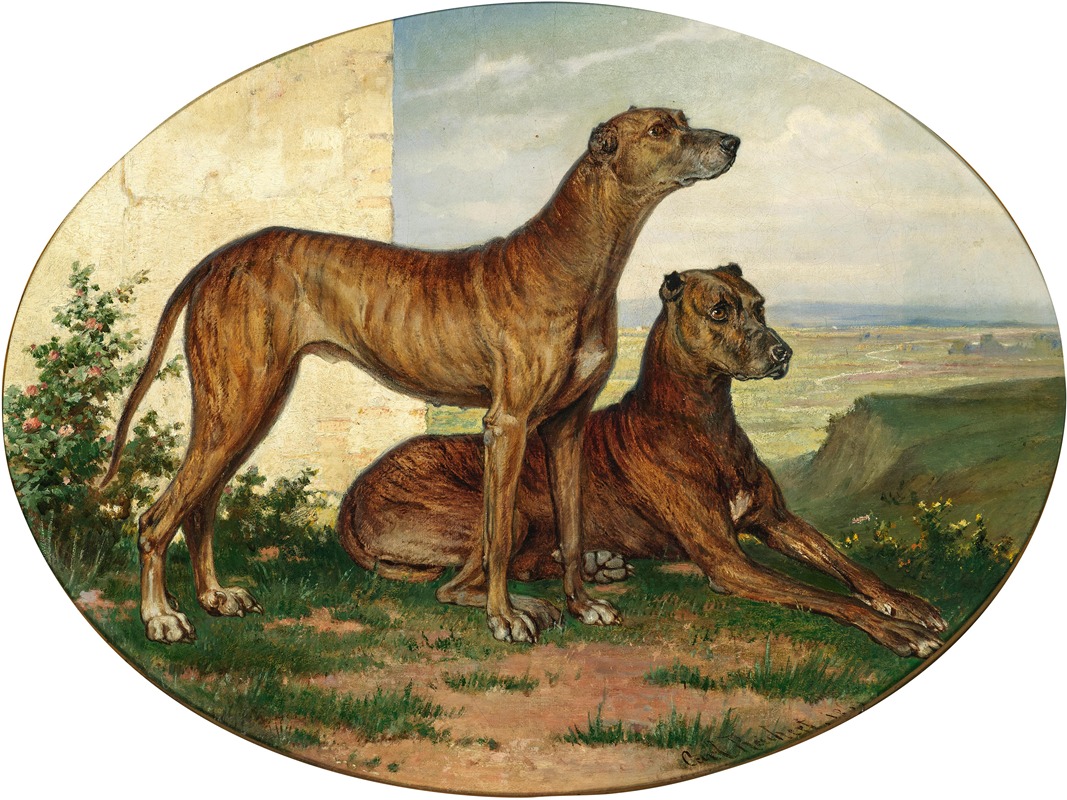 Carl Reichert - Two Great Danes in a Vast Landscape