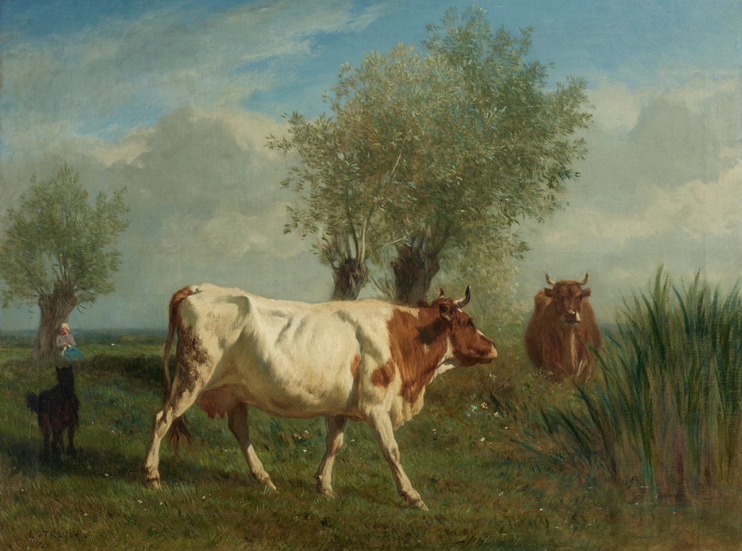 Constant Troyon - Deux vaches dans un pâturage