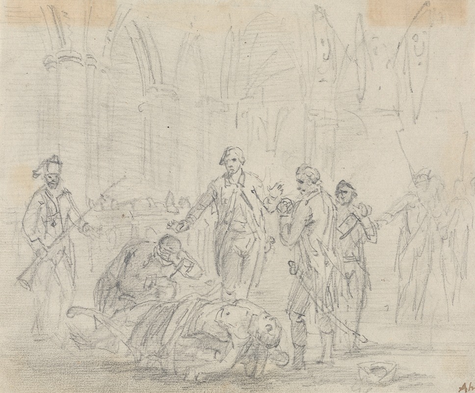 Sawrey Gilpin - Dying Man in Church with Soldiers