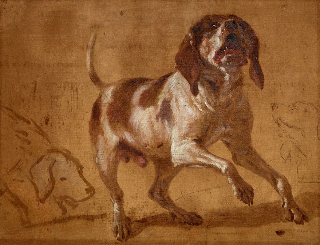 Jean-Baptiste Oudry - Study of a Hound Baying