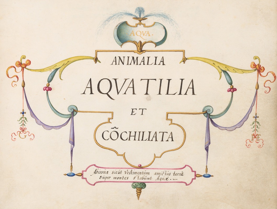 Joris Hoefnagel - Title Page – Animalia Aqvatilia et Cochiliata (Aqva)