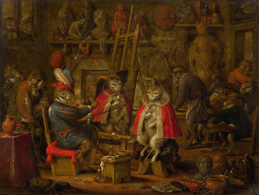 Nicolaes van Veerendael - The studio of the monkey painter