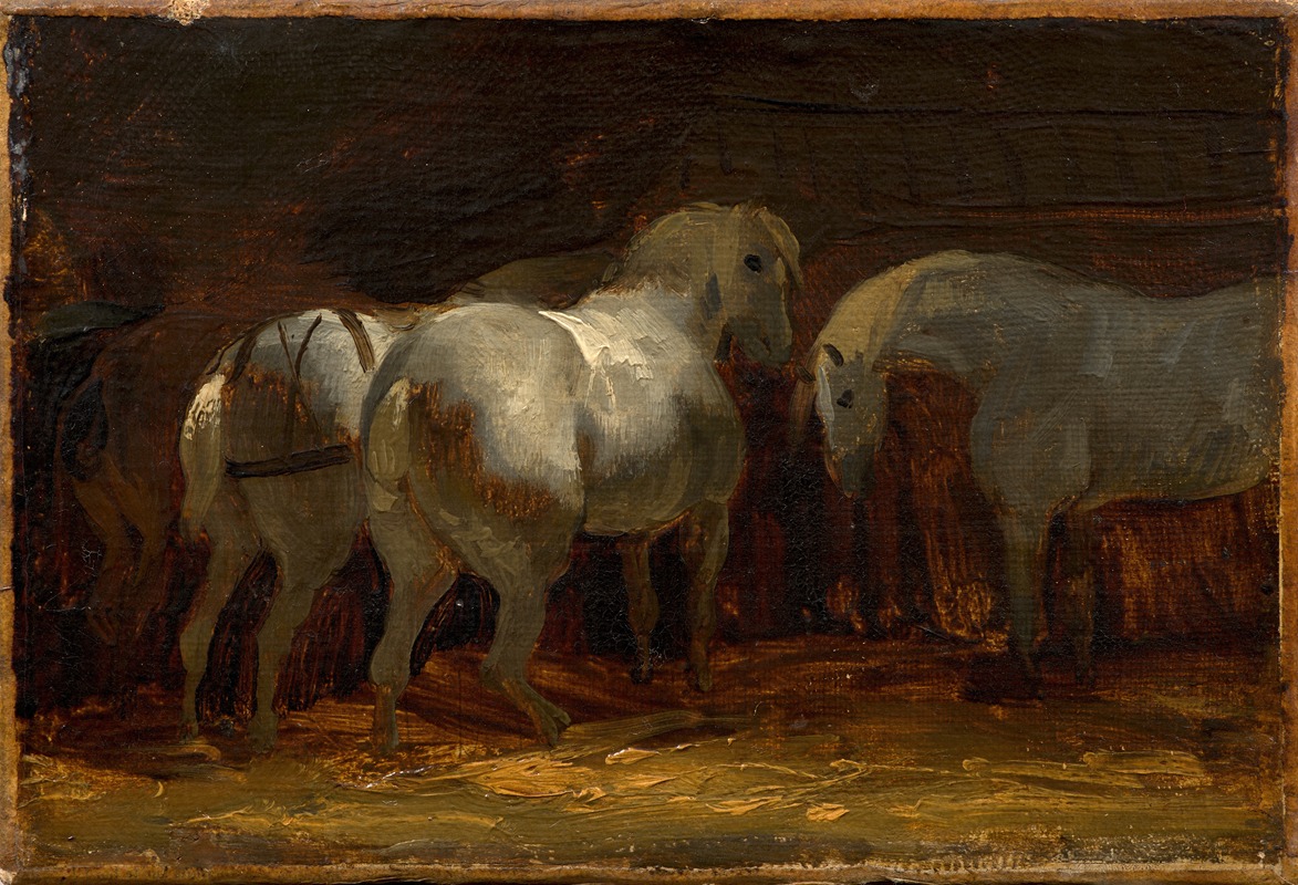 Théodore Géricault - Trois chevaux à l’écurie