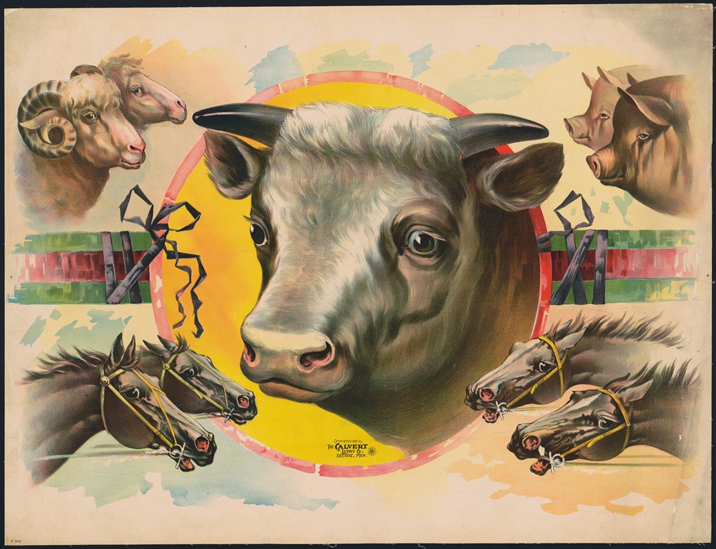 Calvert Litho. Co - Image of cattle-pigs, cows, sheep, and horses