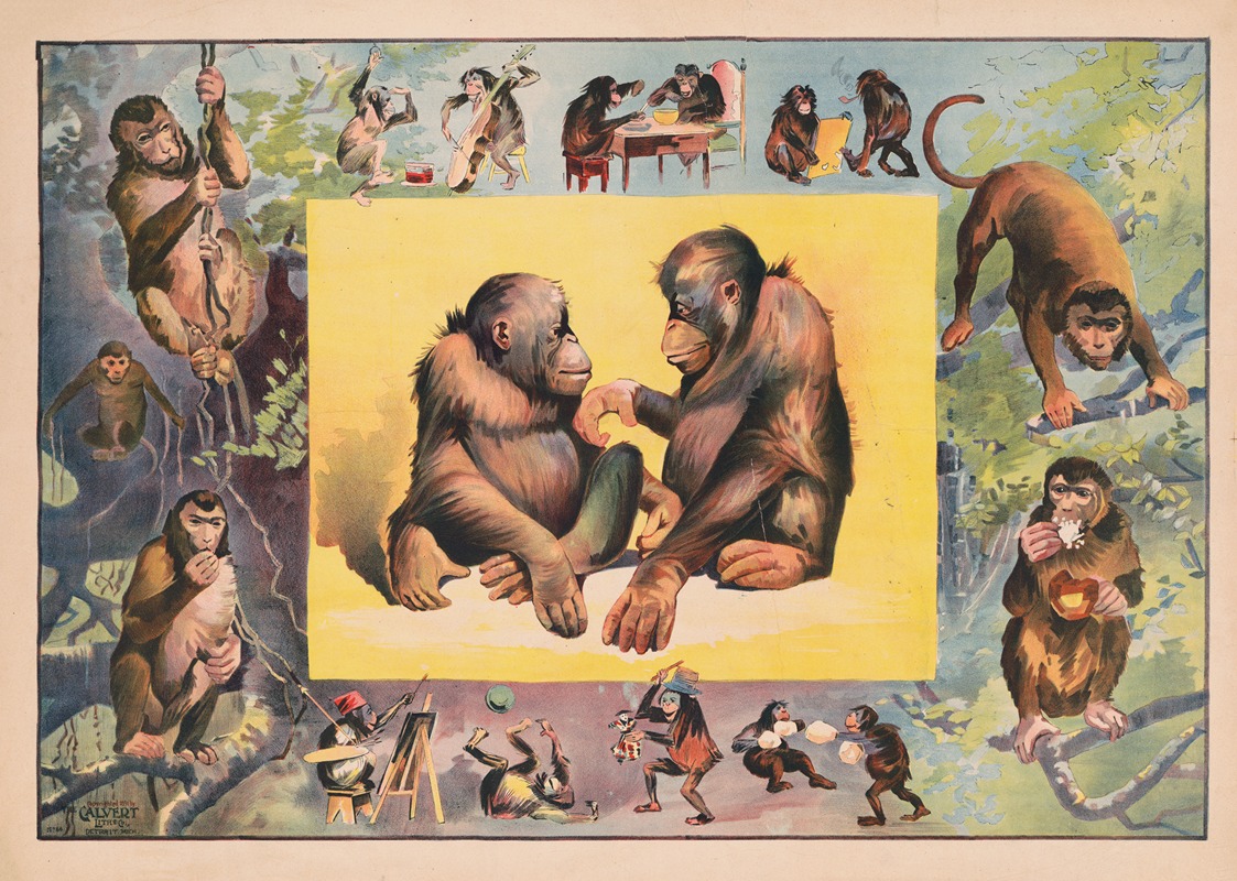 Calvert Litho. Co - Monkeys at play