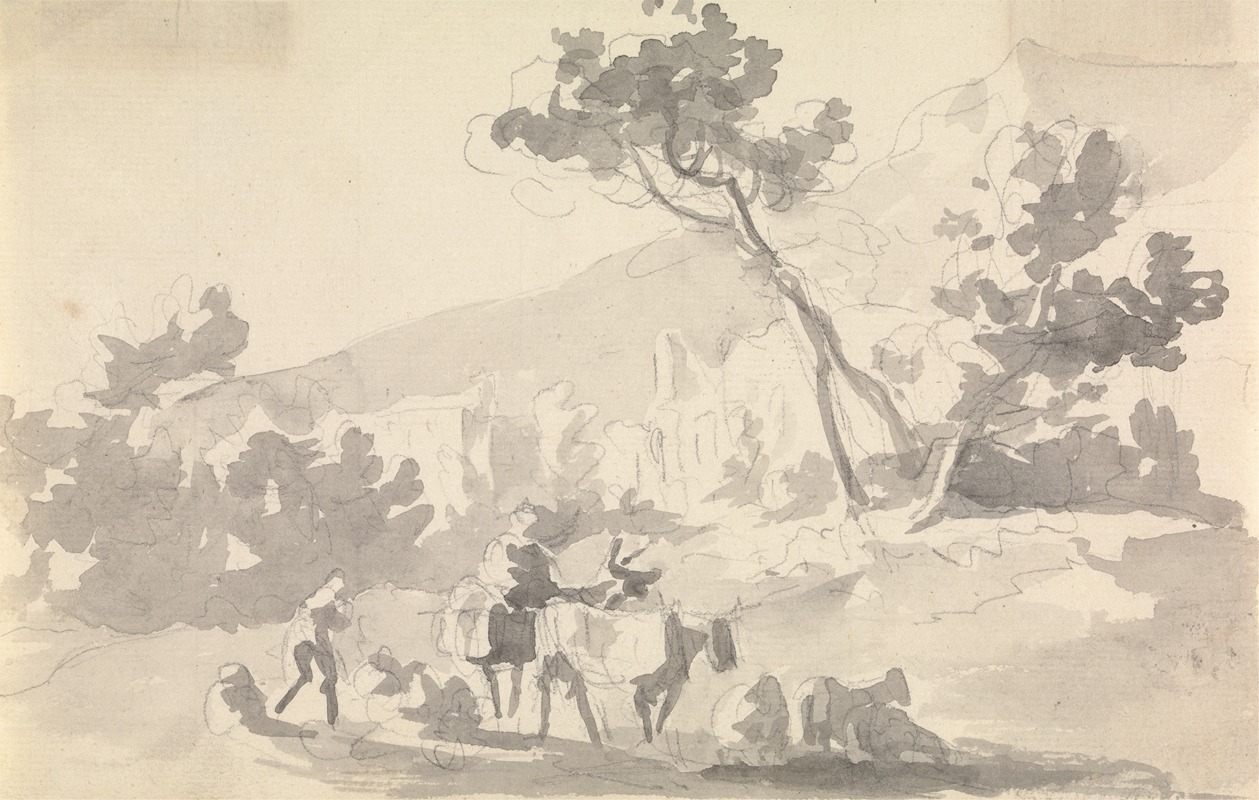 Sawrey Gilpin - Landscape with Cattle and Figures in Foreground