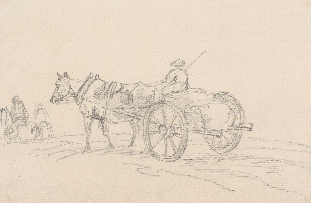 Sawrey Gilpin - Riders and a Two-Wheeled Cart With Driver