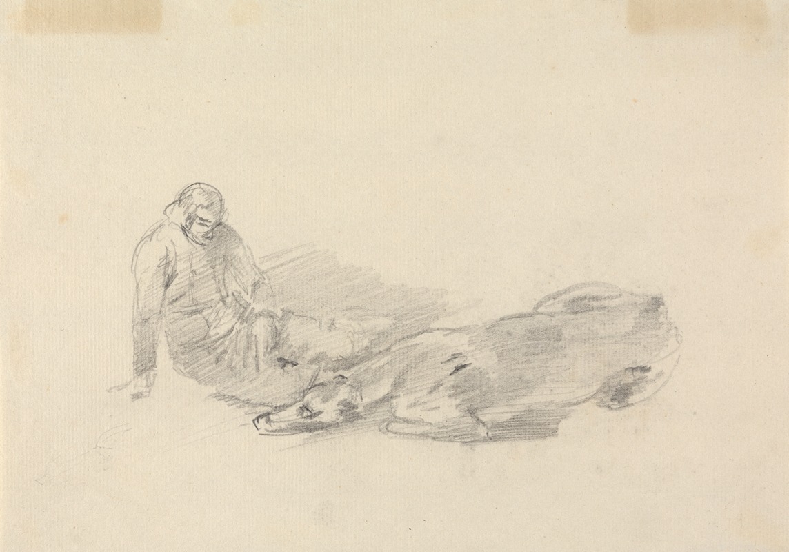 Sawrey Gilpin - Study of a man reclining beside a horse lying down