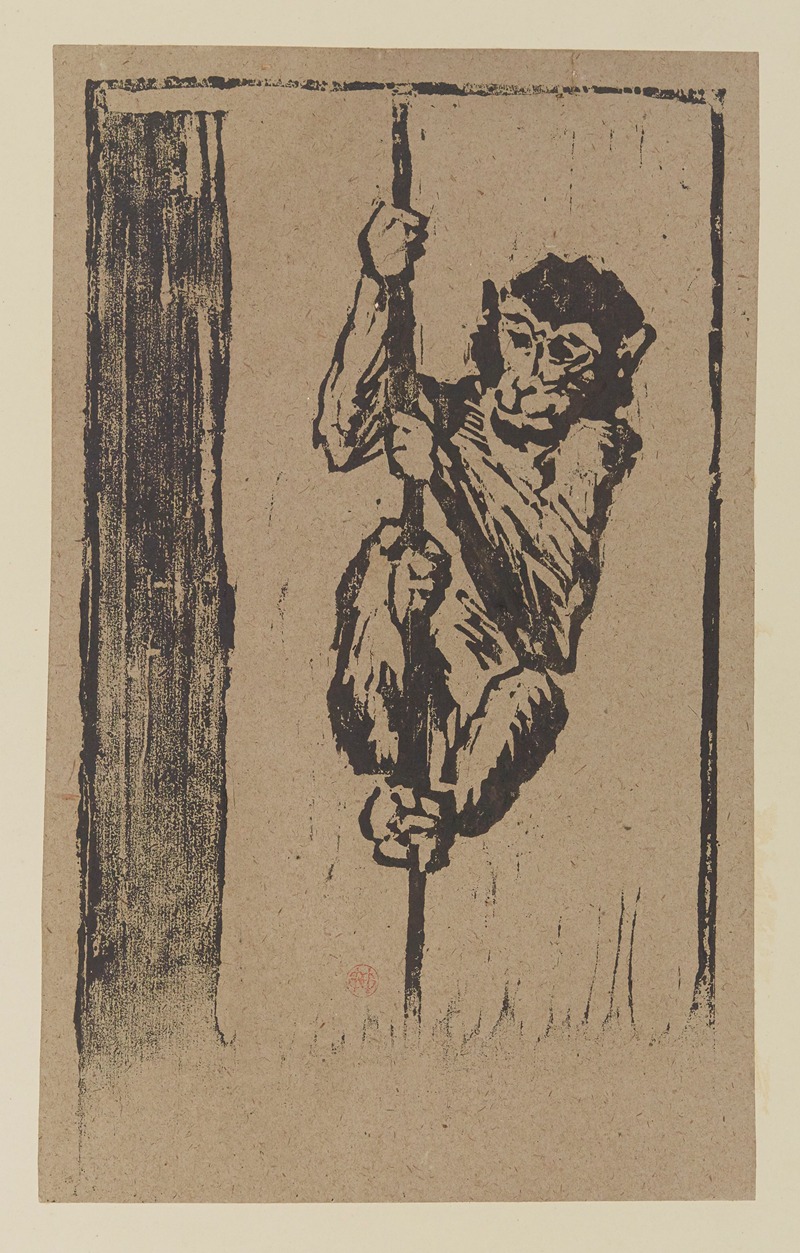 Henri-Charles Guérard - Singe grimpant à la corde