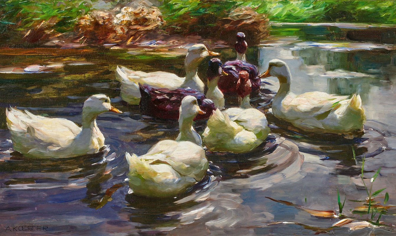 Alexander Koester - Sieben Enten in einem Teich