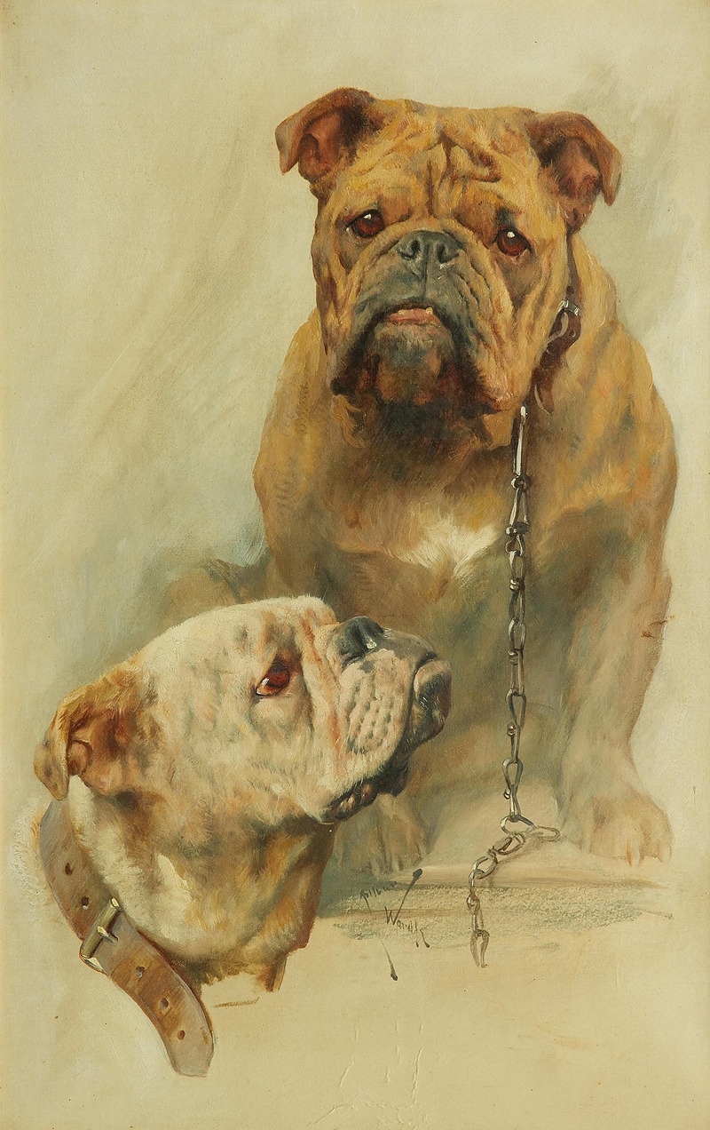 Arthur Wardle - A pair of Bulldogs, one with a chain