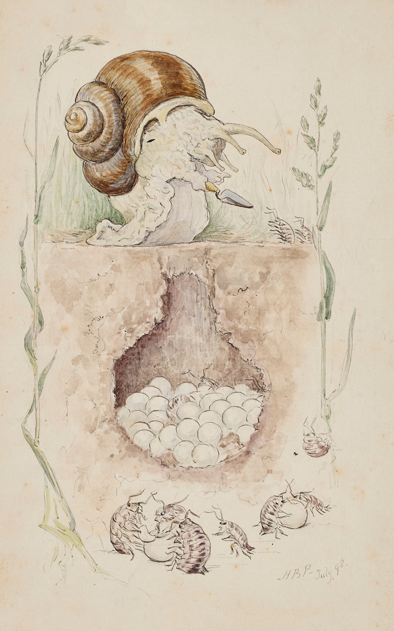 Beatrix Potter - A Snail guarding their Nest