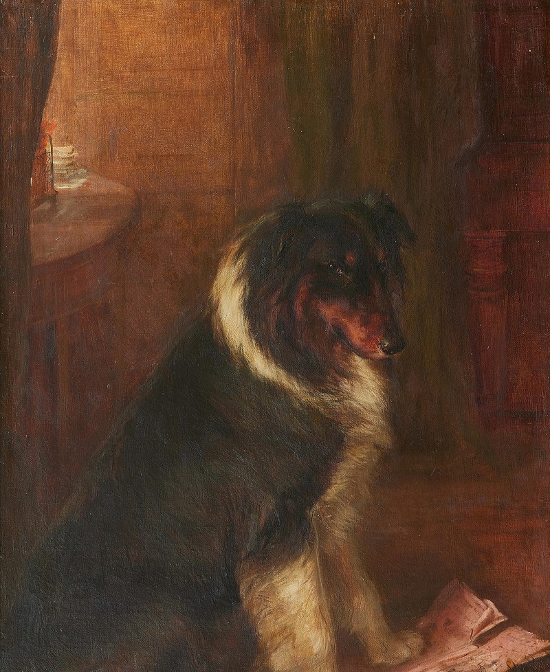 David George Steell - A Collie in an interior