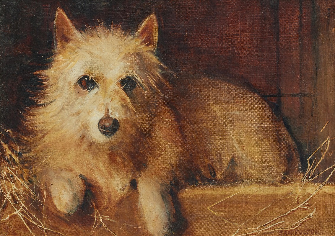 Samuel Fulton - A White Terrier in its bed